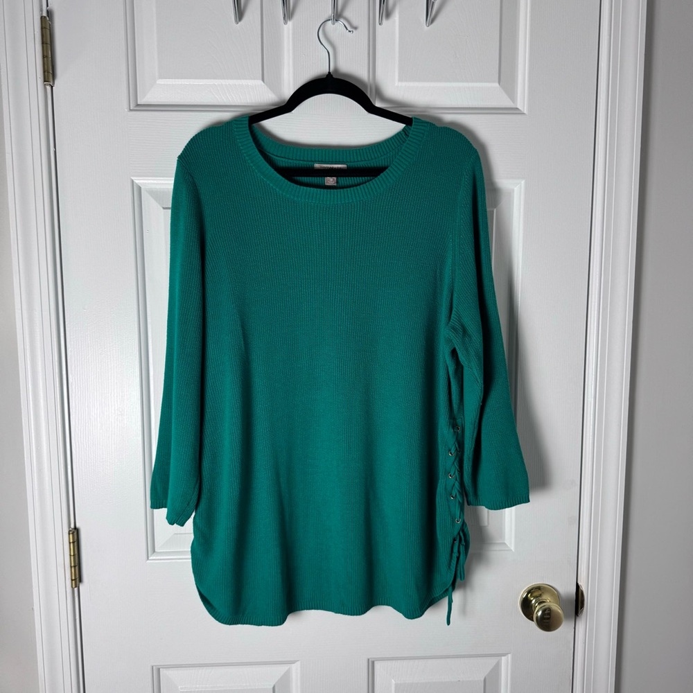 Roz & Ali Teal Sweater size 1X